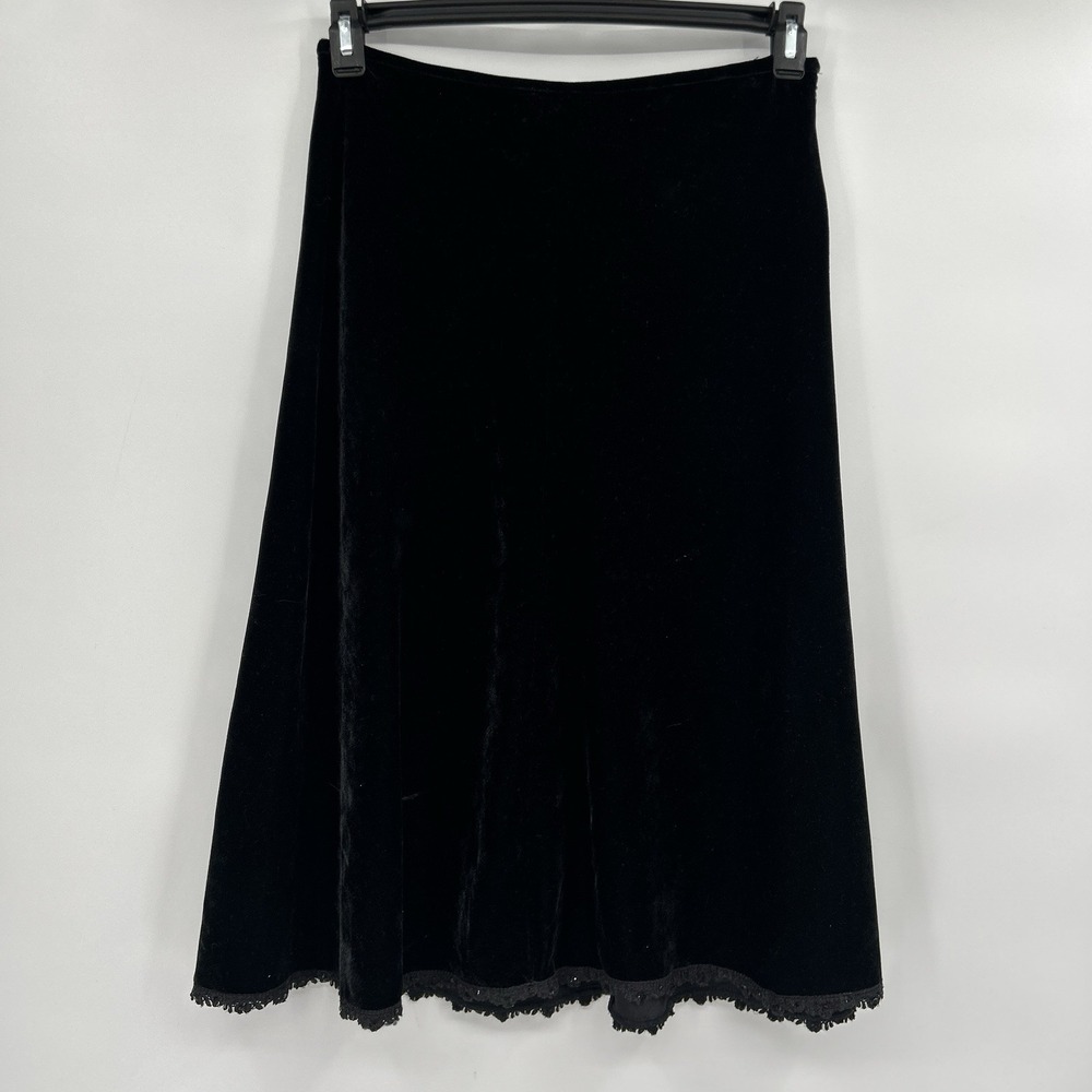 Vintage 90s Womens Black Velvet Skirt Size S Whimsigoth Witchy Vamp Romantic
